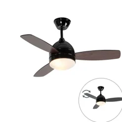 Deckenventilator schwarz mit Holzaufdruck 96cm mit Fernbedienung - Rotar