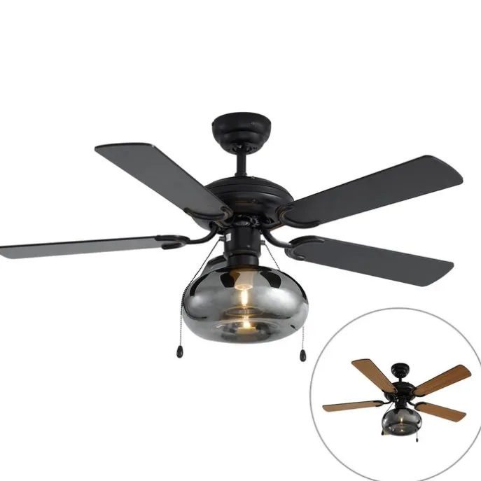 Deckenventilator schwarz 107,5 cm mit Zugschalter - Mistral Busa