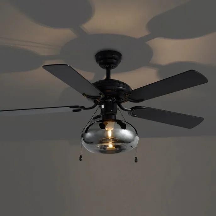 Deckenventilator schwarz 107,5 cm mit Zugschalter - Mistral Busa