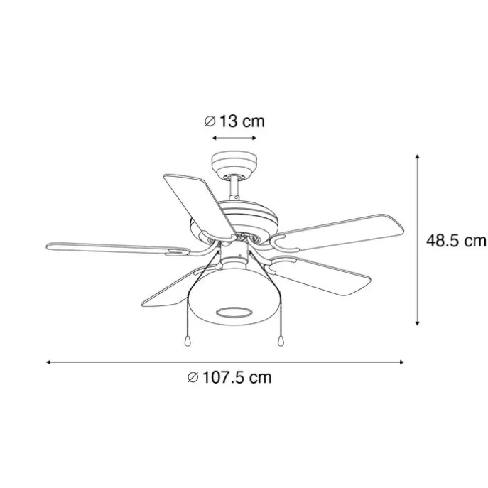 Deckenventilator schwarz 107,5 cm mit Zugschalter - Mistral Busa
