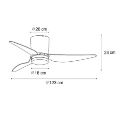 Deckenventilator schwarz 123cm inkl. LED Dimmbar mit Fernbedienung - Patty