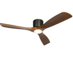 Deckenventilator schwarz mit Holz 131,5 cm inkl. LED Dimmbar mit Fernbedienung - Jerri