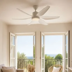 Deckenventilator Weiß 137cm inkl. LED Dimmbar mit Fernbedienung - Tak