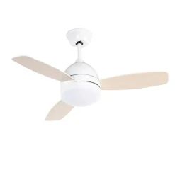 Deckenventilator weiß mit Holzaufdruck 96cm mit Fernbedienung - Rotar