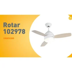 Deckenventilator weiß mit Holzaufdruck 96cm mit Fernbedienung - Rotar