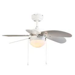 Deckenventilator weiß mit Holzprint 80cm mit Zugschalter - Fresh