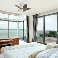 Deckenventilator weiß mit Holzprint 80cm mit Zugschalter - Fresh