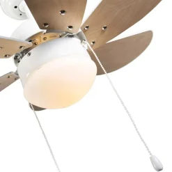 Deckenventilator weiß mit Holzprint 80cm mit Zugschalter - Fresh