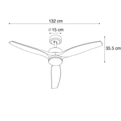 Deckenventilator Weiß mit Holzaufdruck 132cm inkl. LED Dimmbar mit Fernbedienung - Joly