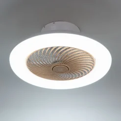 Deckenventilator weiß mit Holzaufdruck 55cm inkl. LED Dimmbar mit Fernbedienung - Clima