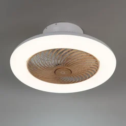 Deckenventilator weiß mit Holzaufdruck 55cm inkl. LED Dimmbar mit Fernbedienung - Clima