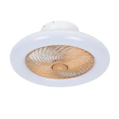 Deckenventilator weiß mit Holzaufdruck 55cm inkl. LED Dimmbar mit Fernbedienung - Clima