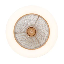 Deckenventilator weiß mit Holzaufdruck 55cm inkl. LED Dimmbar mit Fernbedienung - Clima