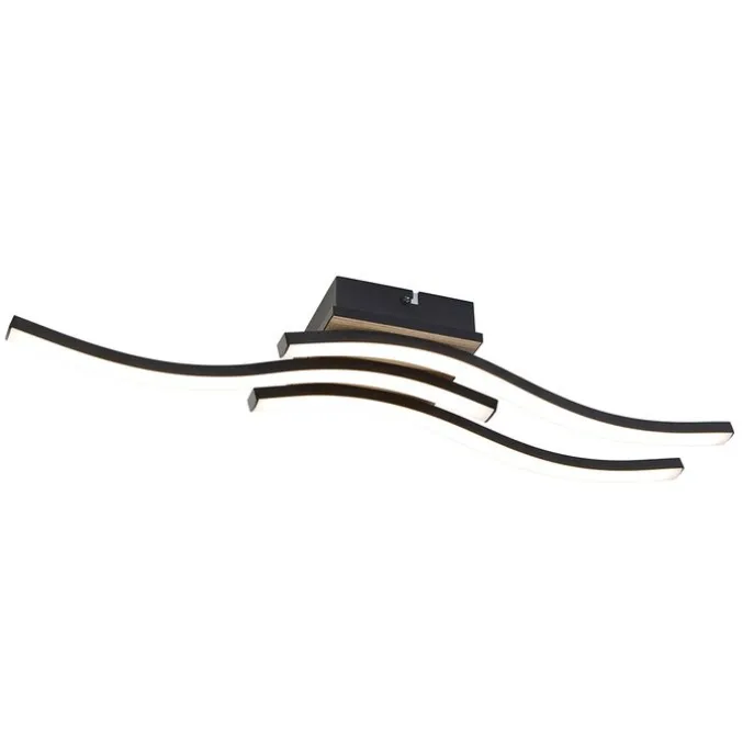 Design Deckenleuchte schwarz mit Holz inkl. LED 3-flammig - Vanesa