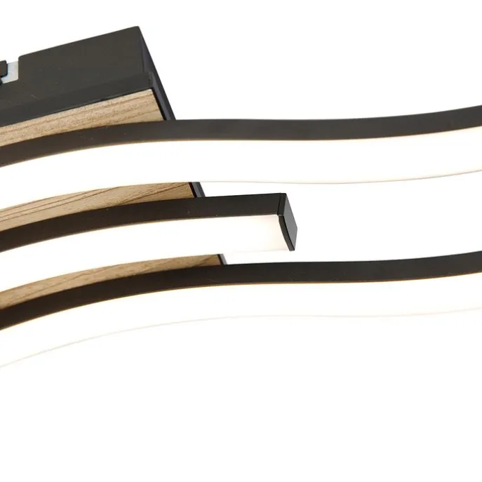 Design Deckenleuchte schwarz mit Holz inkl. LED 3-flammig - Vanesa
