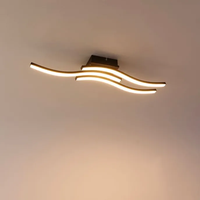 Design Deckenleuchte schwarz mit Holz inkl. LED 3-flammig - Vanesa