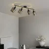 Design Deckenstrahler schwarz mit Rauchglas 4-Licht - Domo
