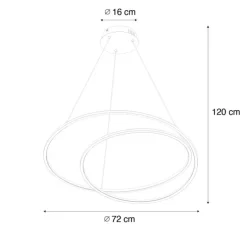 Design Hängelampe Bronze 72 cm inkl. LED 3-stufig dimmbar - Rowan