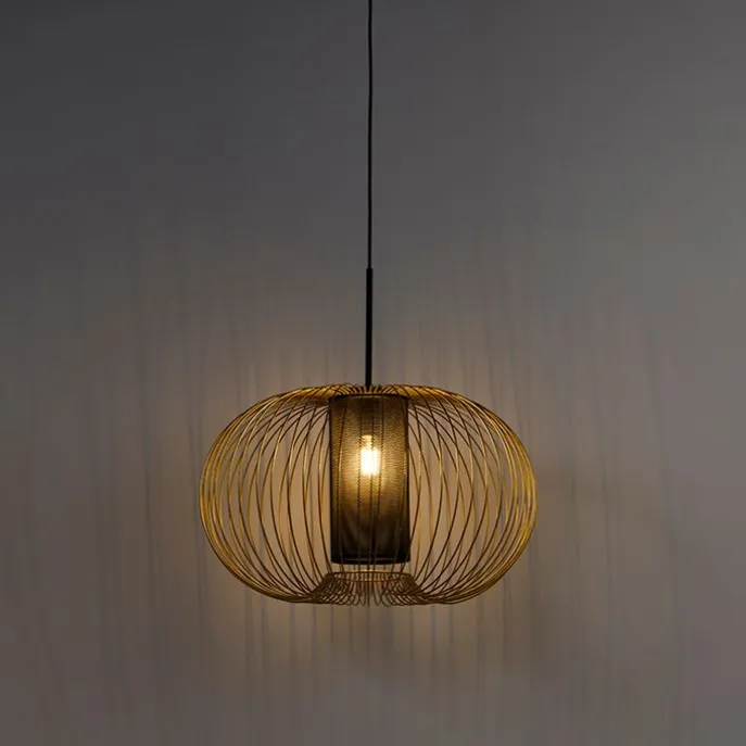 Design Hängelampe Gold mit schwarz 60 cm - Marnie