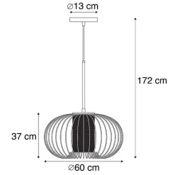 Design Hängelampe Gold mit schwarz 60 cm - Marnie