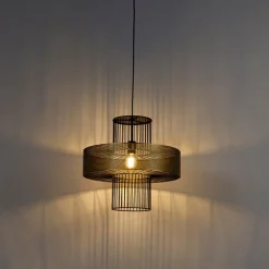Design Hängelampe Gold mit schwarz 50 cm - Tess