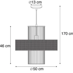 Design Hängelampe Gold mit schwarz 50 cm - Tess