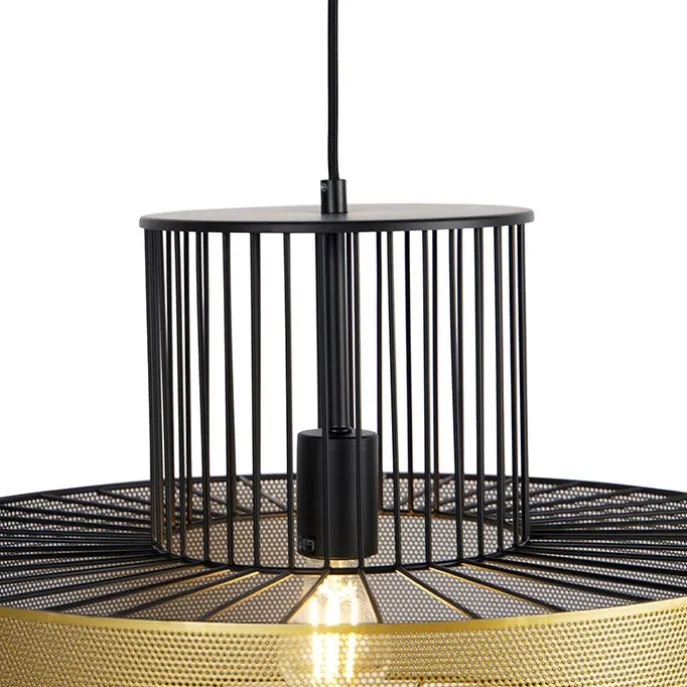 Design Hängelampe Gold mit schwarz 50 cm - Tess