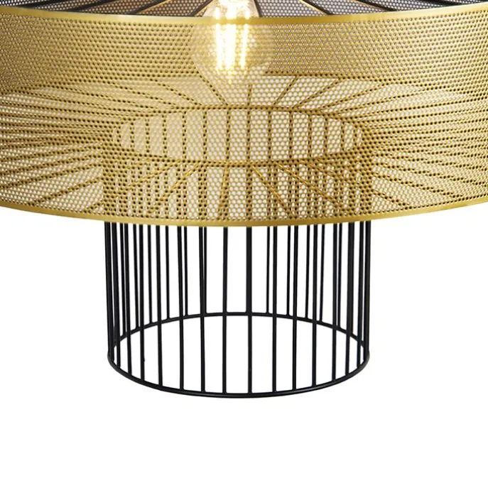 Design Hängelampe Gold mit schwarz 50 cm - Tess