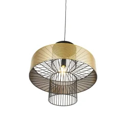 Design Hängelampe Gold mit schwarz 50 cm - Tess