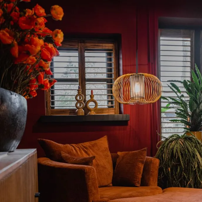 Design Hängelampe Gold mit schwarz 50 cm - Marnie