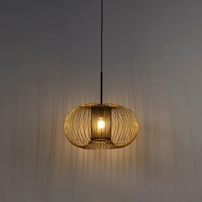 Design Hängelampe Gold mit schwarz 50 cm - Marnie