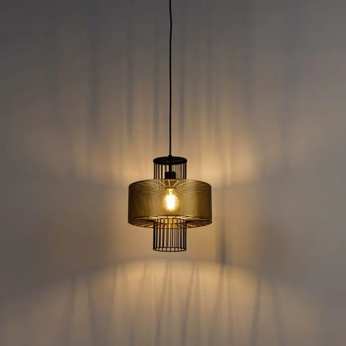 Design Hängelampe Gold mit schwarz 30 cm - Tess