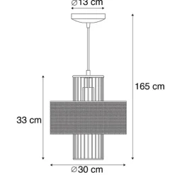 Design Hängelampe Gold mit schwarz 30 cm - Tess