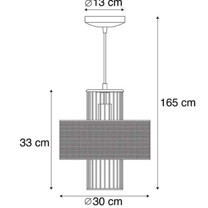 Design Hängelampe Gold mit schwarz 30 cm - Tess