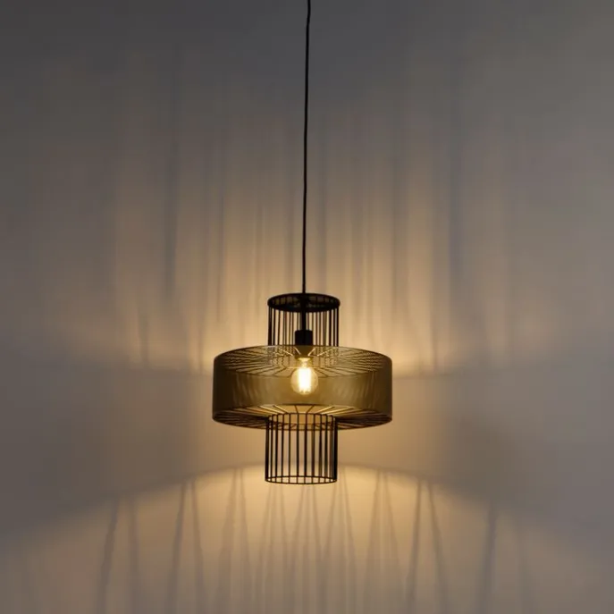 Design Hängelampe Gold mit schwarz 40 cm - Tess