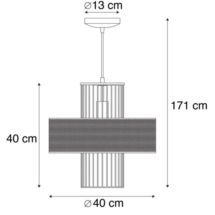 Design Hängelampe Gold mit schwarz 40 cm - Tess