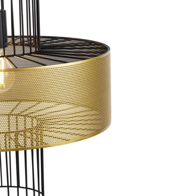 Design Hängelampe Gold mit schwarz 40 cm - Tess