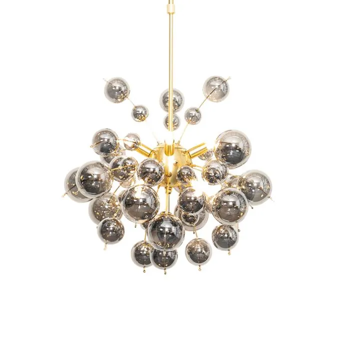 Design Hängelampe Messing mit Rauchglas 8 Lichter - Explode