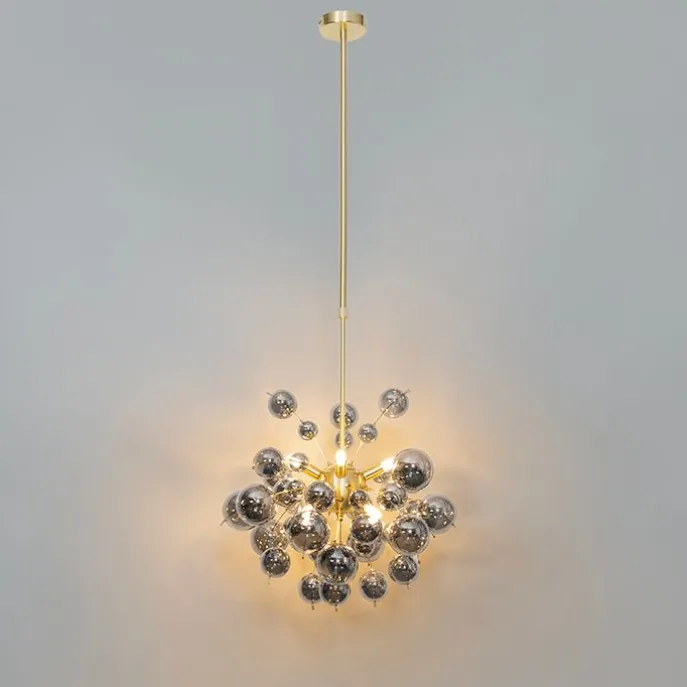 Design Hängelampe Messing mit Rauchglas 8 Lichter - Explode
