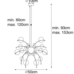 Design Hängelampe Messing mit Rauchglas 8 Lichter - Explode