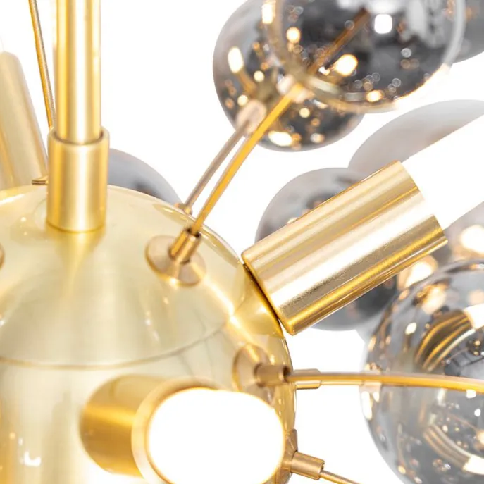 Design Hängelampe Messing mit Rauchglas 8 Lichter - Explode