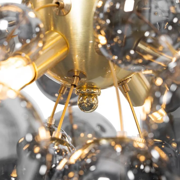Design Hängelampe Messing mit Rauchglas 8 Lichter - Explode