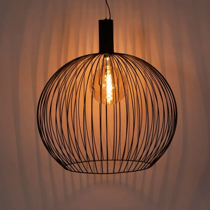 Design Hängelampe rund schwarz 70 cm - Wire Dos
