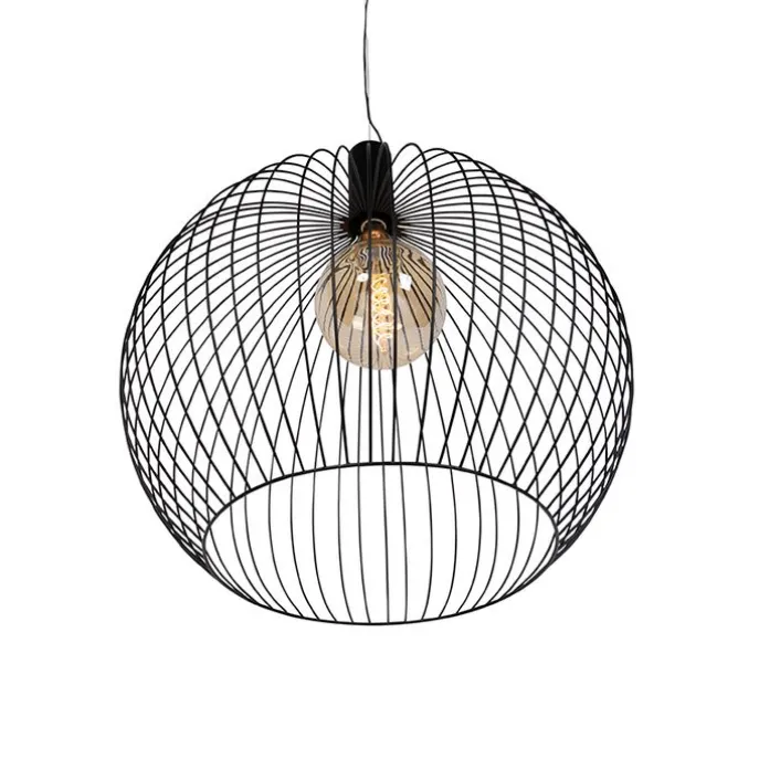 Design Hängelampe rund schwarz 70 cm - Wire Dos