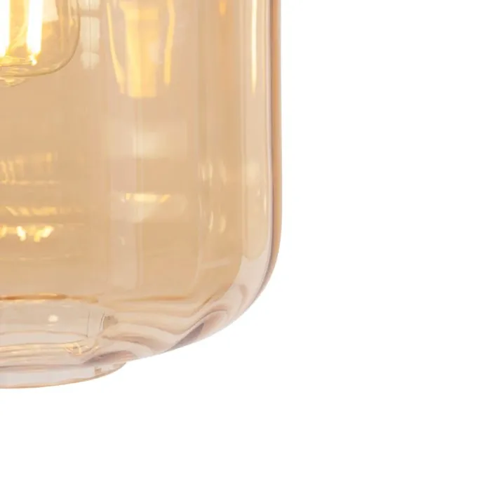 Design Hängelampe schwarz mit Braunglas 3-Licht 161,5 cm - Qara