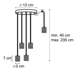 Design Hängelampe schwarz 5-flammig - Cavalux
