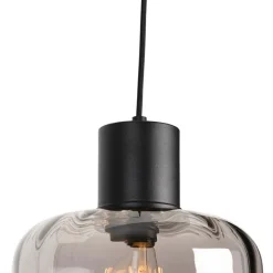 Design Hängelampe schwarz mit Rauchglas 3-Licht 226 cm - Qara