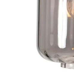 Design Hängelampe schwarz mit Rauchglas 3-Licht 226 cm - Qara