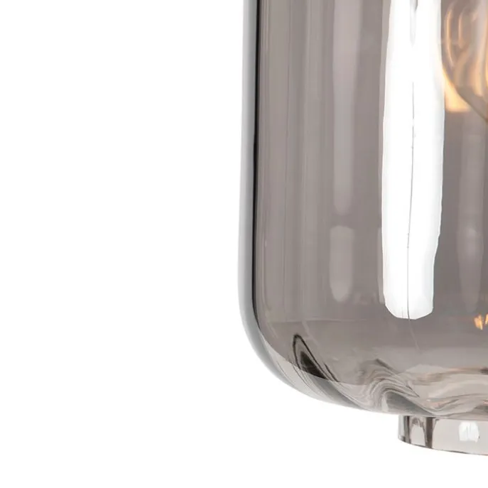 Design Hängelampe schwarz mit Rauchglas 3-Licht 226 cm - Qara