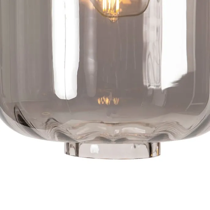 Design Hängelampe schwarz mit Rauchglas 3-Licht 226 cm - Qara